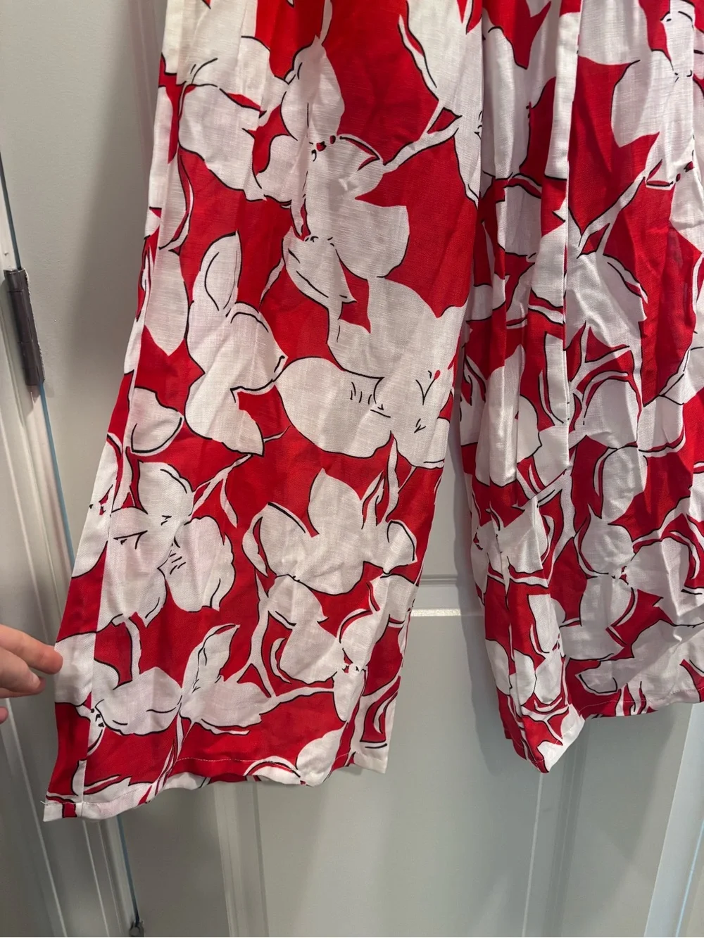 Elevenses Off-Shoulder Red & White Floral Wide-leg Jumpsuit